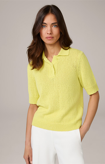 Cotton Blend Bouclé Polo Shirt in Yellow