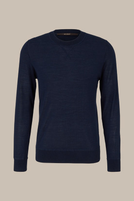 Pull-over en tricot Nando, avec de la soie et du cachemire, en bleu marine