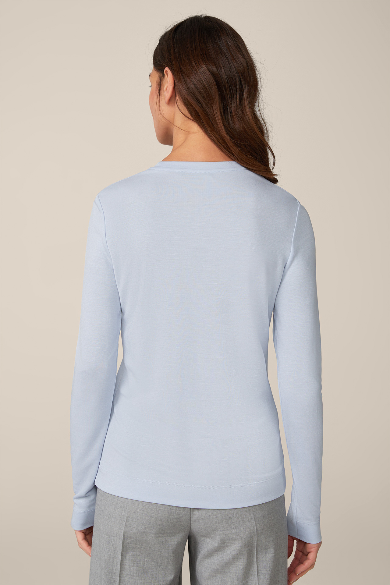 Jersey Long-Sleeved Tencel T-Shirt in Light Blue