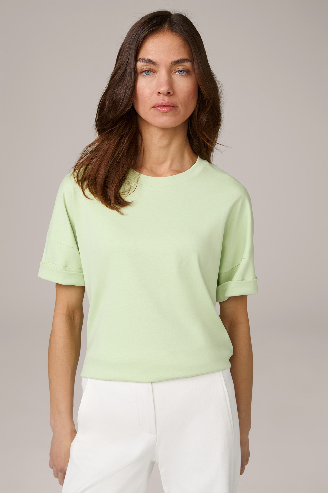 T-shirt en coton interlock à manches courtes, en vert clair