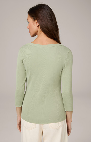 Tencel Cotton Ribbed Long-Sleeved Top in Sage