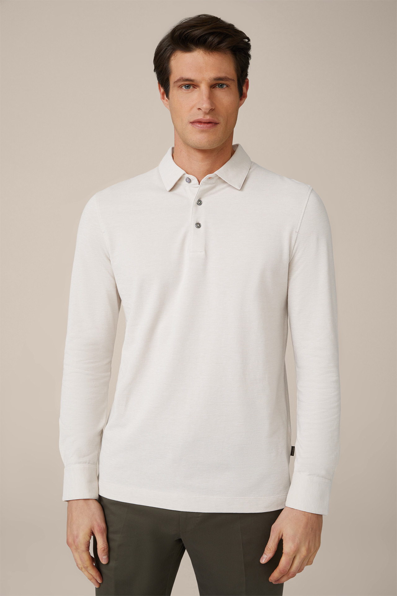 Patrizio Cotton Long-Sleeved Shirt in Beige