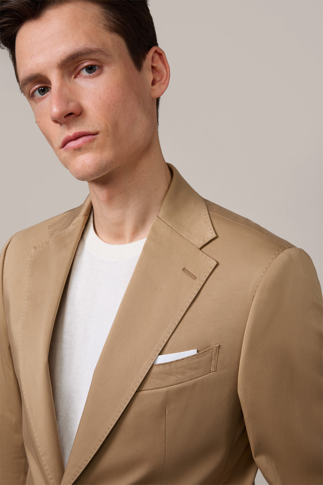 Seo-Bene Cotton Blend Suit in Camel Brown