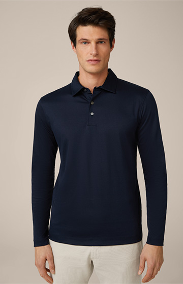 T-shirt à manches longues en coton, en bleu marine