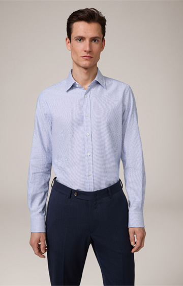 Lapo Cotton Shirt in Blue and White Patterned