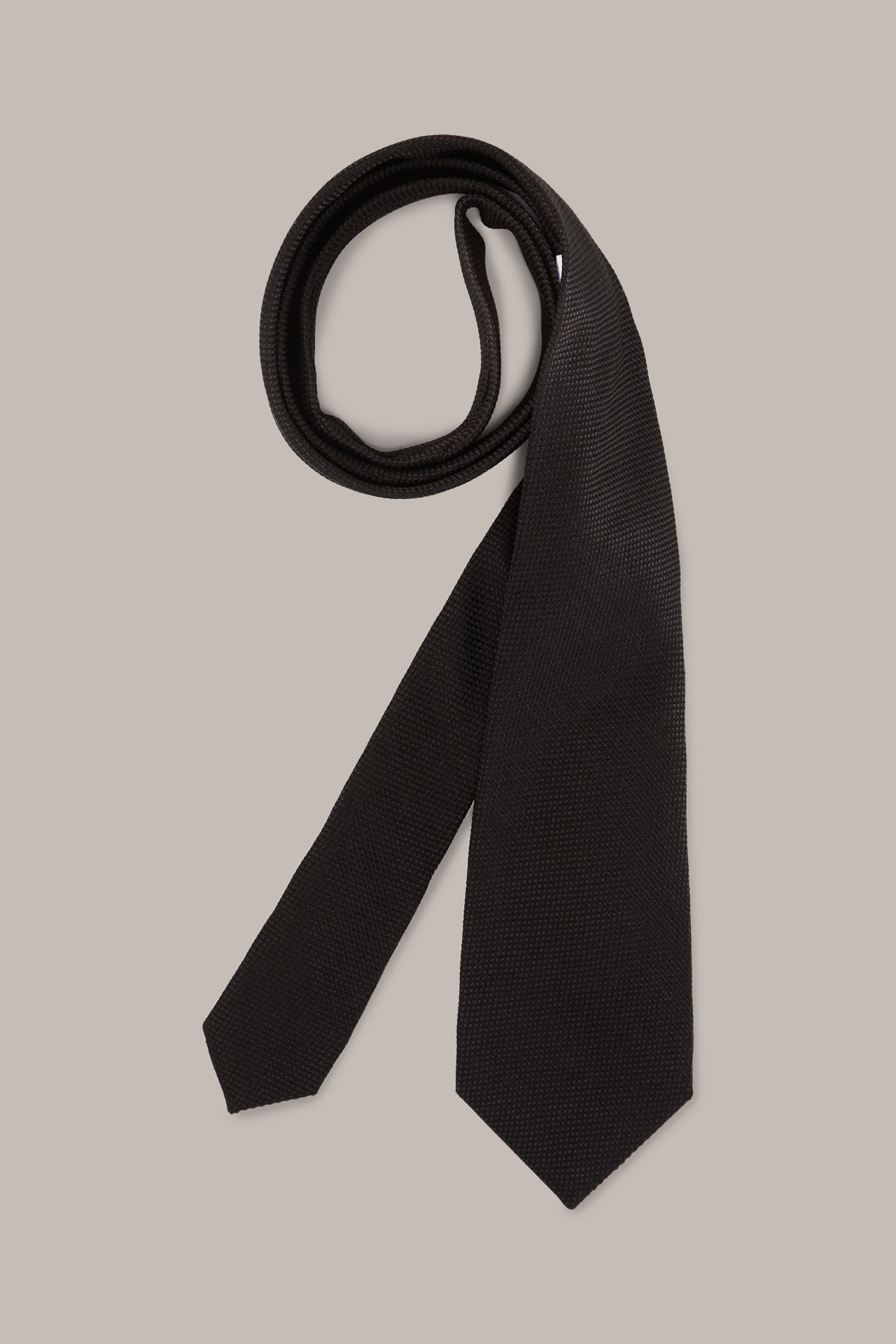 Seiden-Krawatte mit Baumwolle in Schwarz gemustert