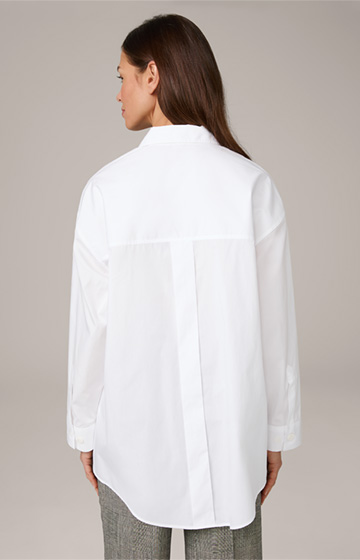 Poplin Cotton Shirt-style Blouse, oversized, in white