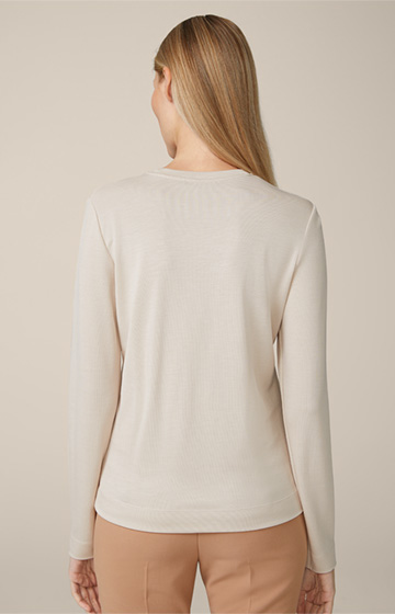 Long-sleeved Jersey Tencel T-Shirt in Light Beige