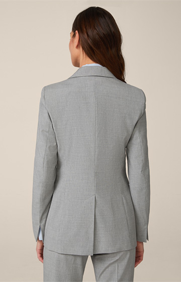 Wool Blend Longline Blazer in Light Grey Melange