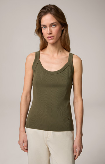 Tencel Cotton Ribbed Top in Olive