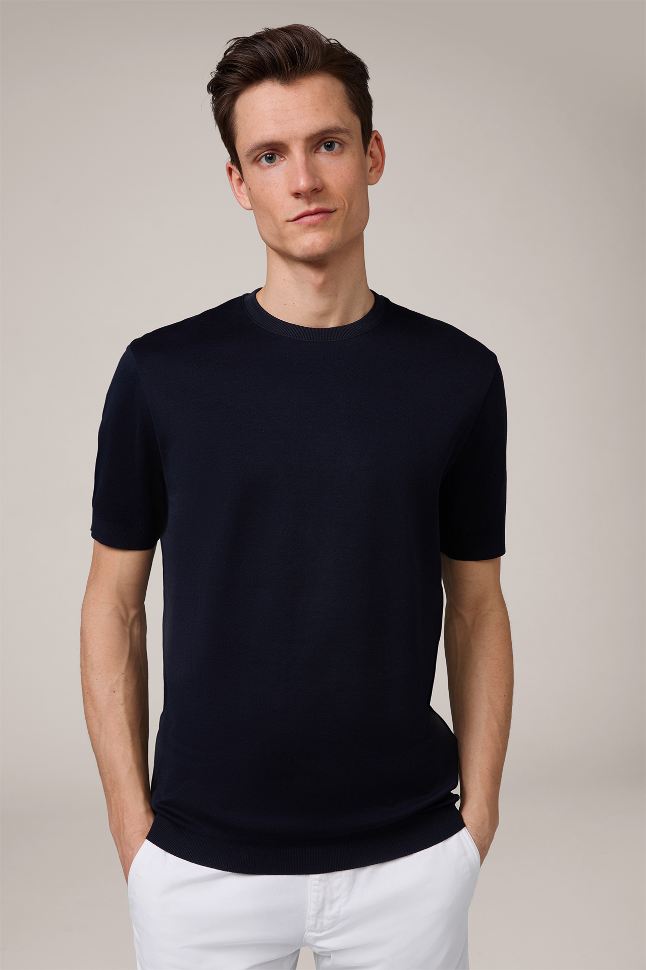 Floro Cotton T-Shirt in Navy