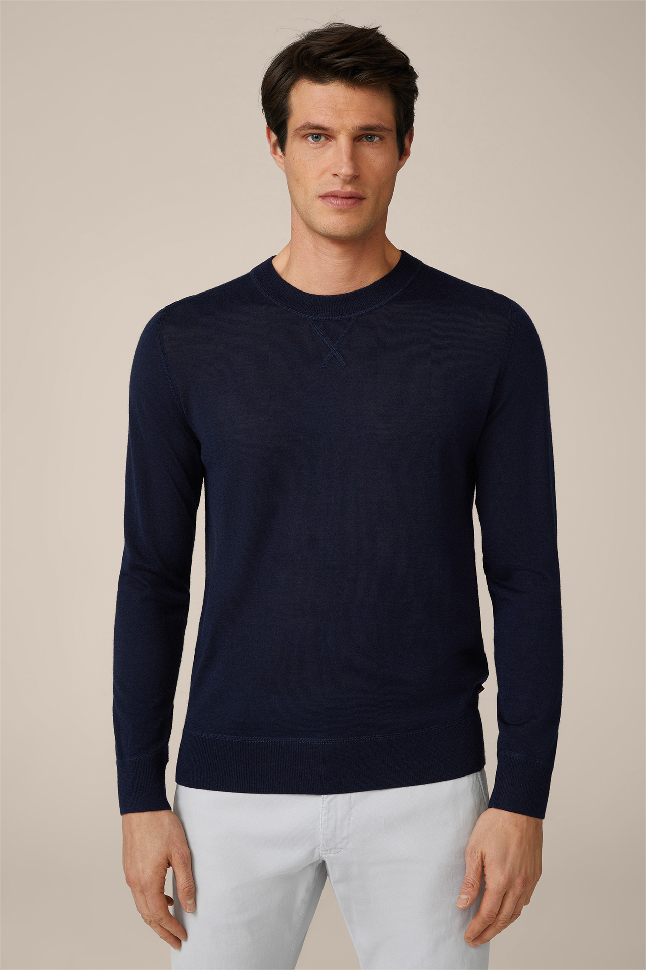 Nando Knitted Sweater with Silk and Cashmere in Navy