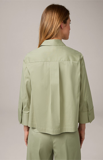 Cotton Stretch Shirt-Blouse in Light Green