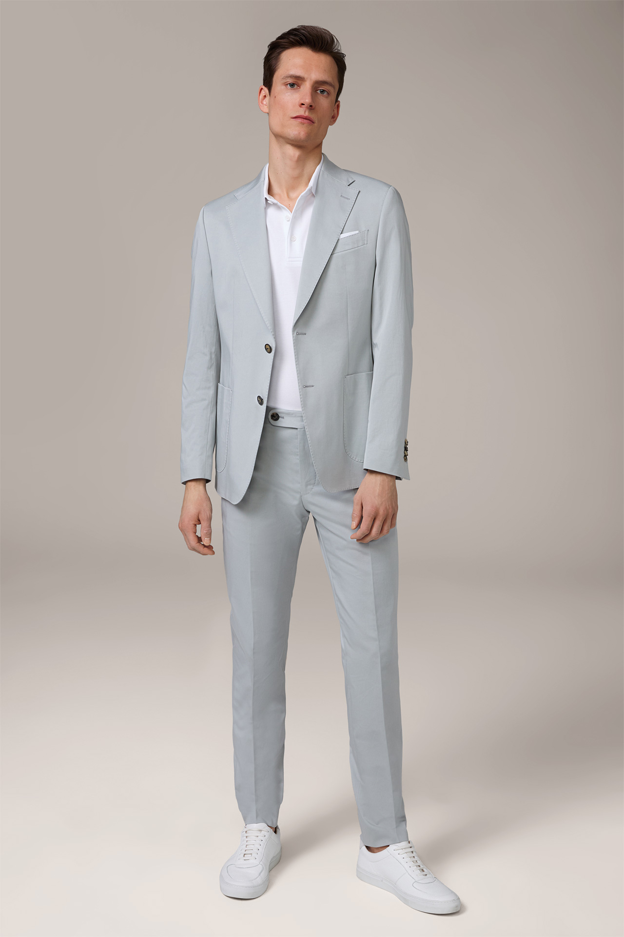 Seo-Bene Cotton Blend Suit in Stone Grey