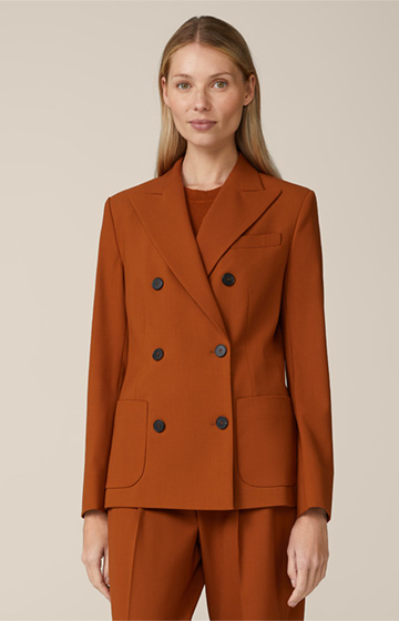 Wool Stretch Double-Breasted Blazer in Copper