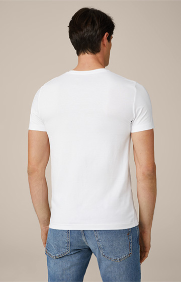Two-Pack-Baumwollmix T-Shirts mit Stretch und V-Ausschnitt in Weiß