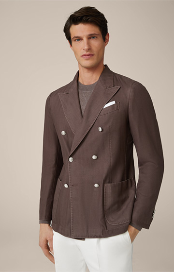 Veste de costume à deux rangées en laine vierge marron Secco