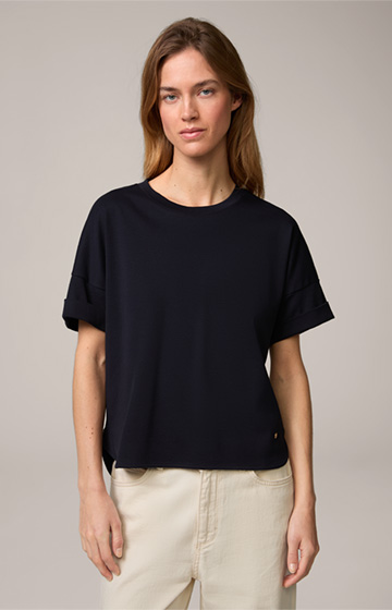 Cotton Interlock Half-Sleeve Shirt in Navy