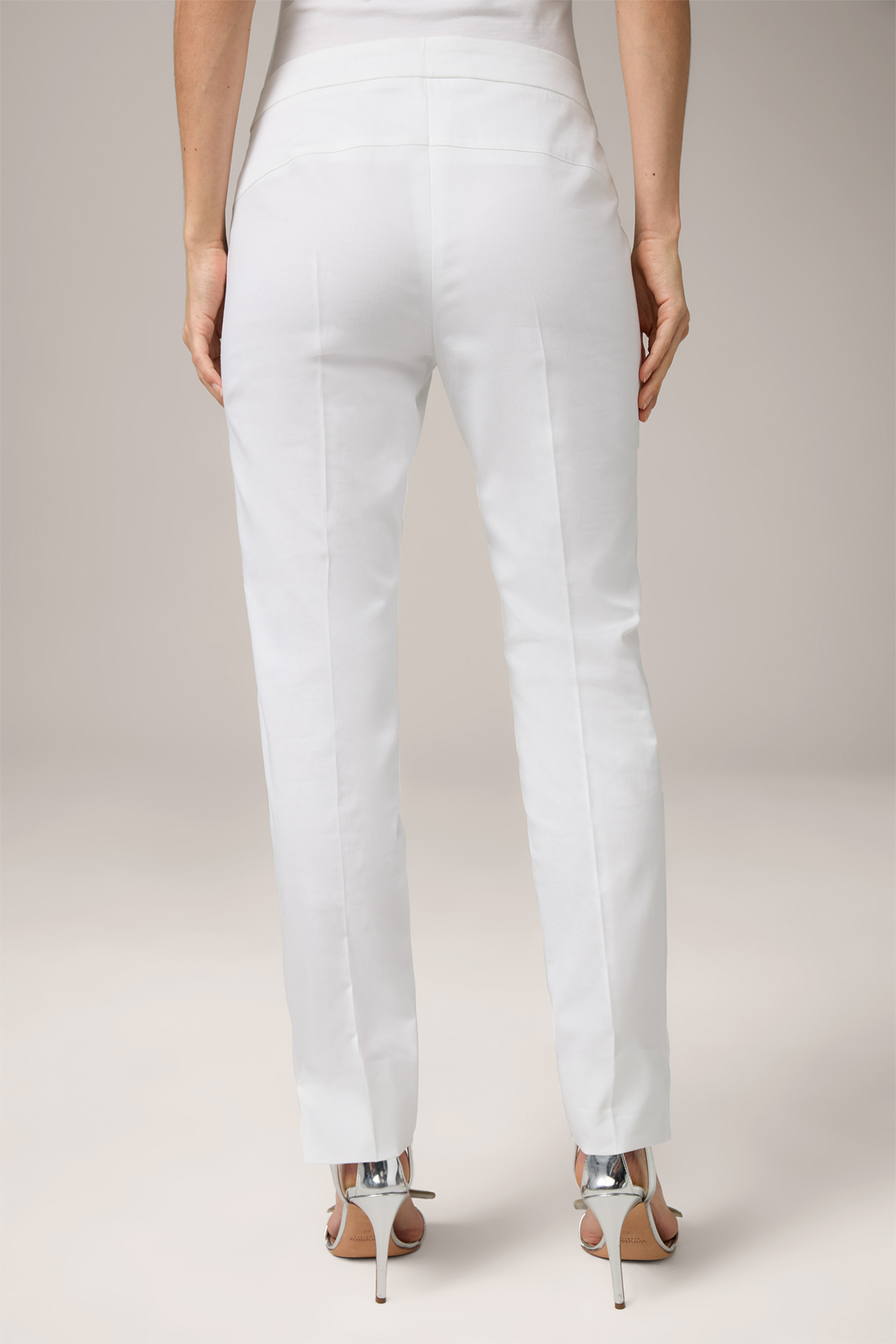 Cotton Satin Trousers in White