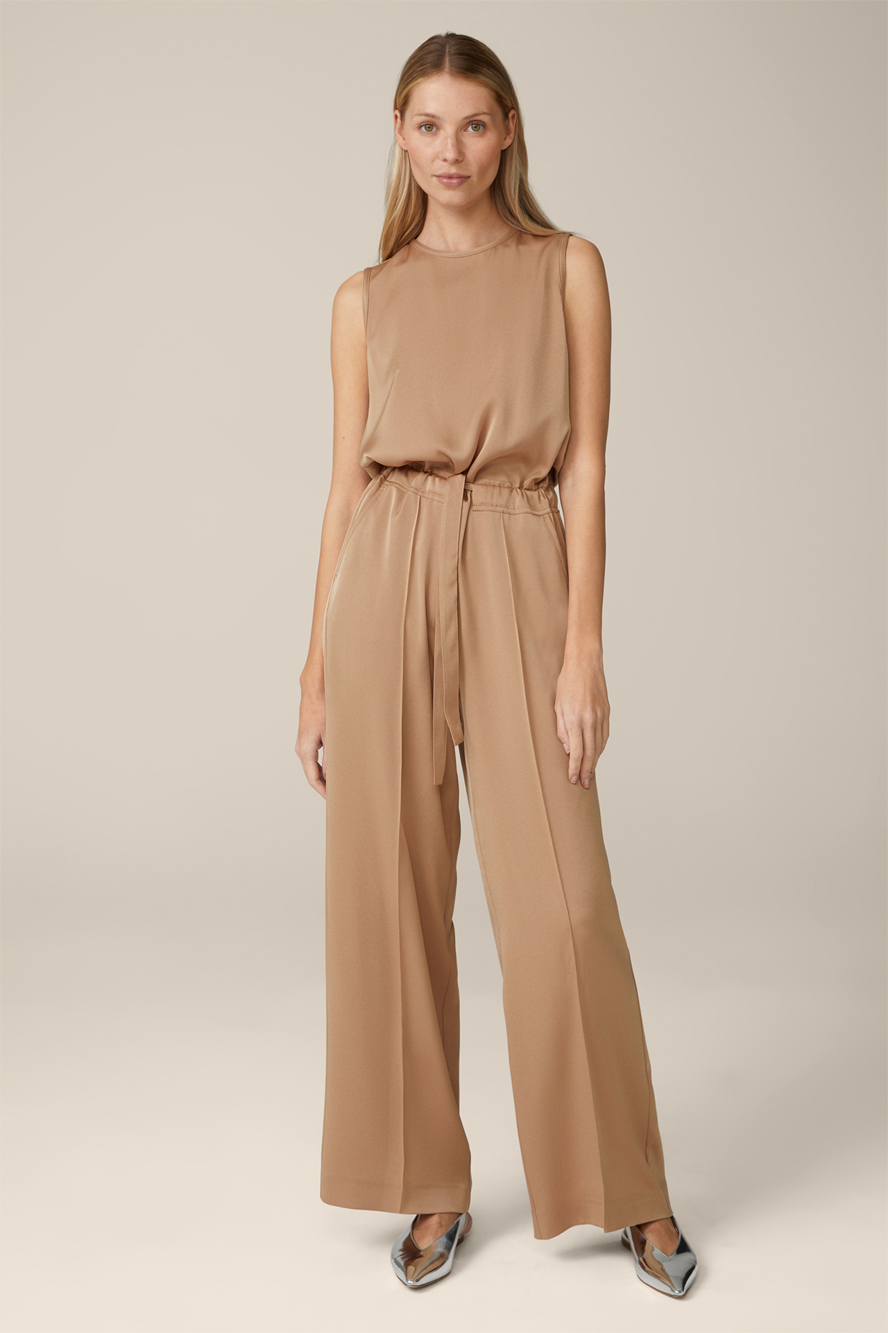 Crêpe Overall in Camel