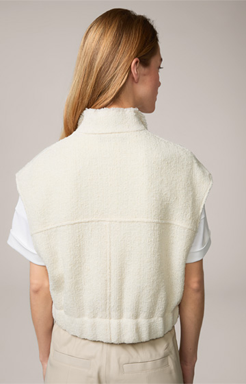 Tweed Vest with Wide Lapel in Cream