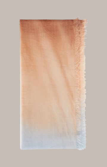 Virgin Wool Scarf in Camel/Grey Pattern