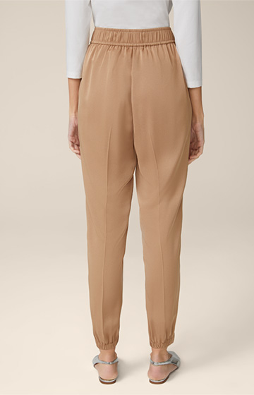 Crêpe Jogger-Style Trousers in Camel