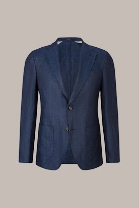 Giro Linen Jacket with Herringbone Pattern in Blue