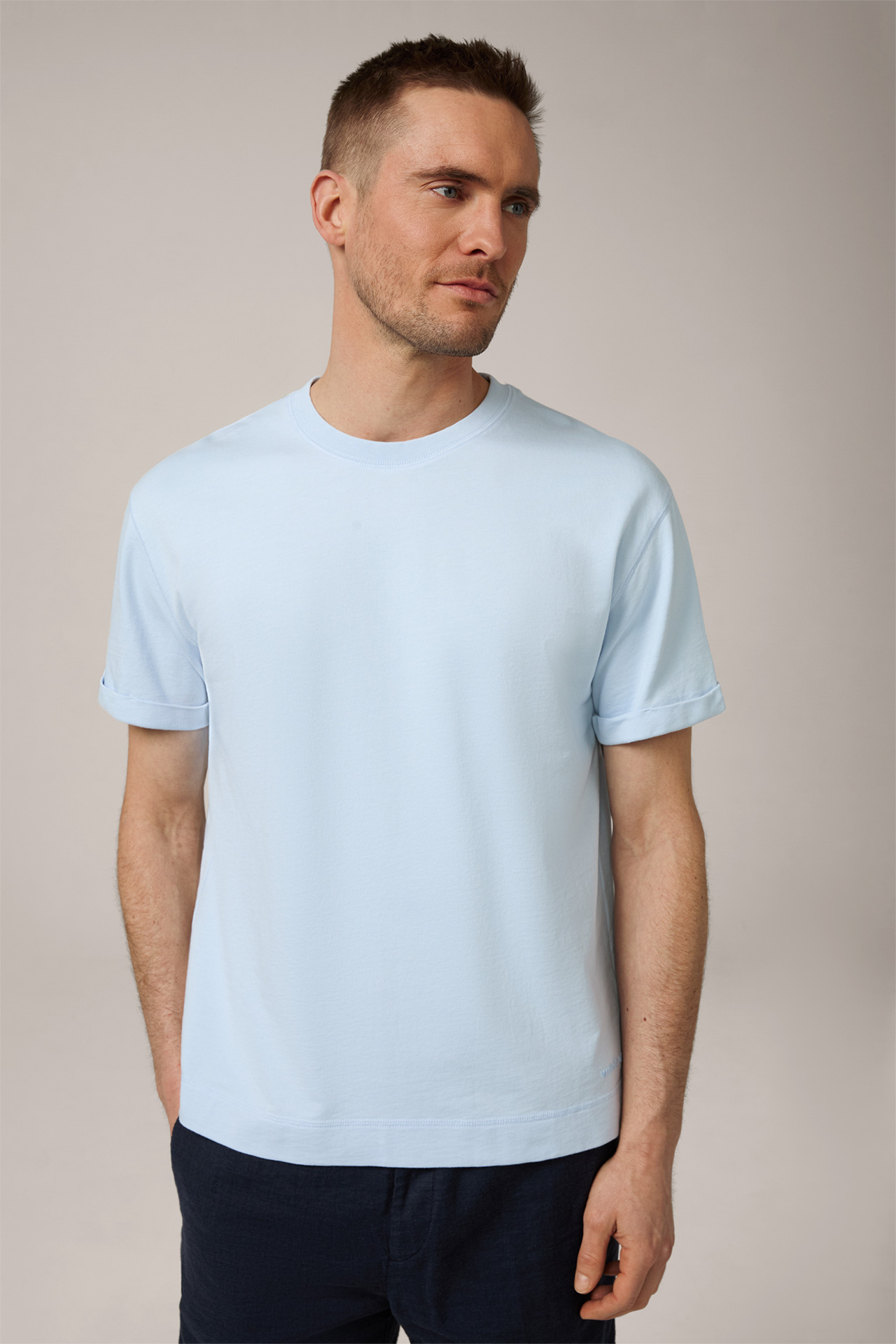 Baumwoll-T-Shirt Sevo in Hellblau