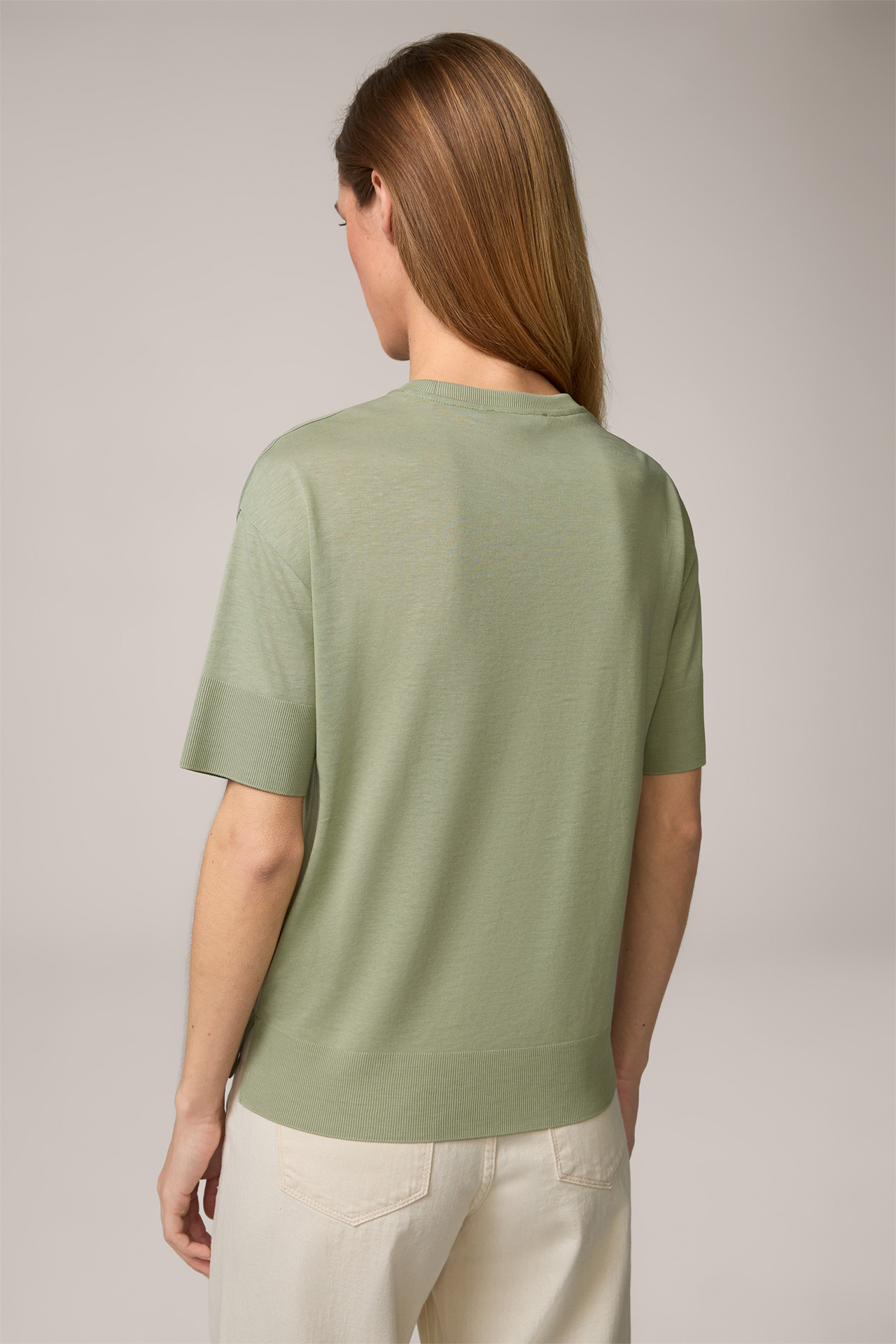T-shirt en Tencel et coton, couleur sauge
