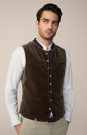 Au Traditional Dress Waistcoat in Brown/Blue