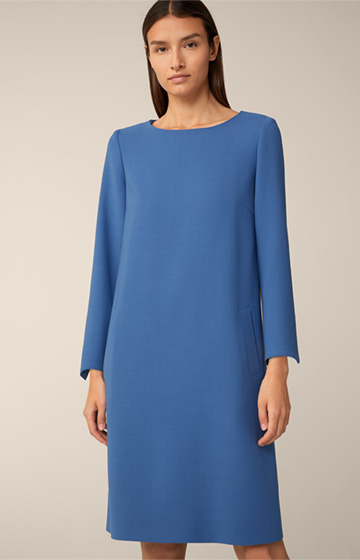 Wollcrêpe-Kleid in Blau