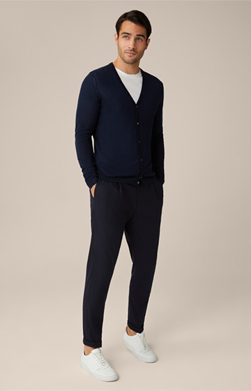 Nando Virgin Wool Knitted Jacket with Silk and Cashmere in Navy