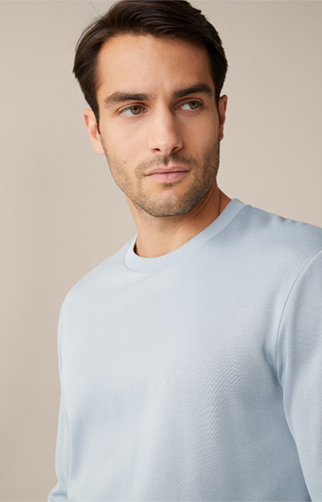 Baumwoll-Langarm-Shirt Frido in Blau-Grau