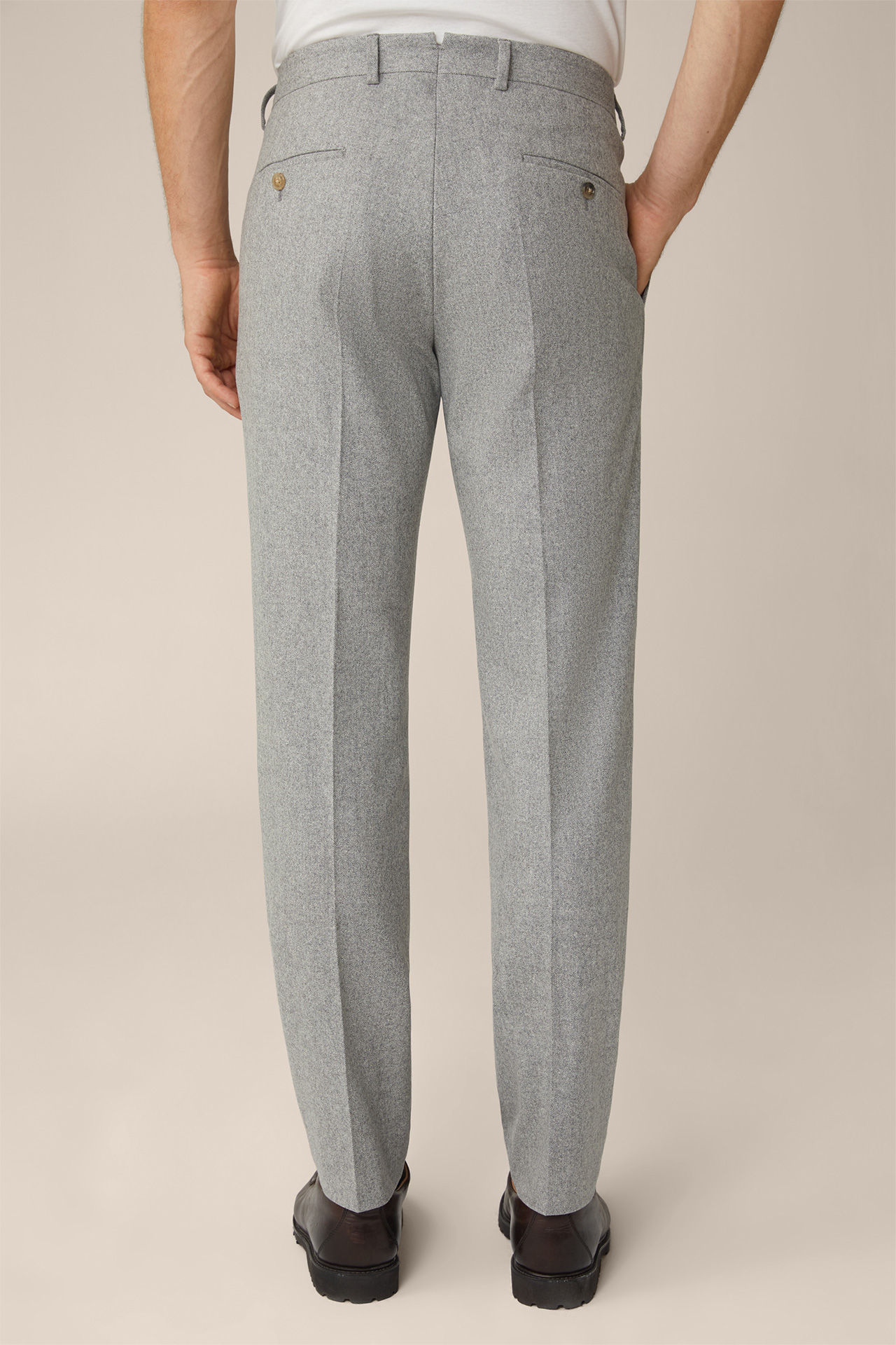  Bene Wool Blend Modular Trousers with Cashmere in Grey Marl