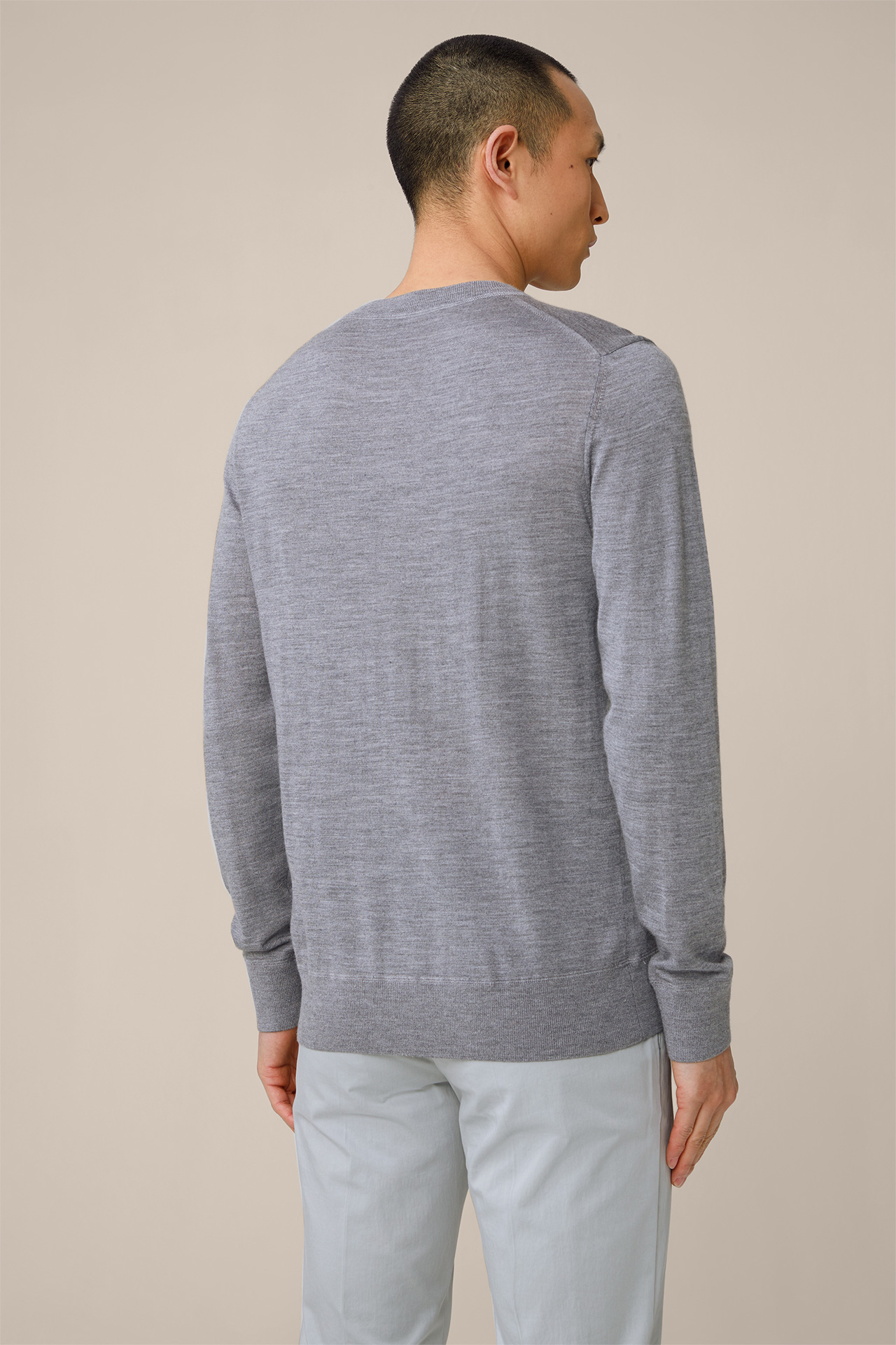 Nando Knitted Sweater with Silk and Cashmere in Mottled Grey 