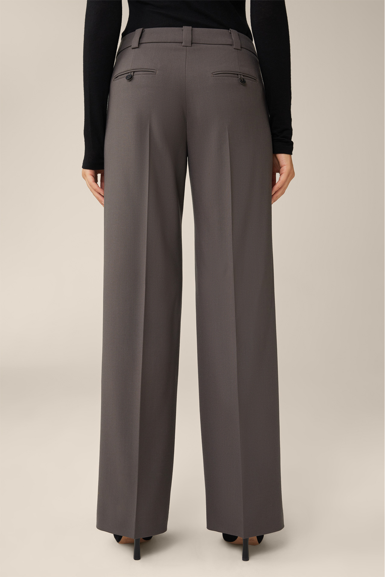 Pantalon Marlene en laine vierge, couleur marron