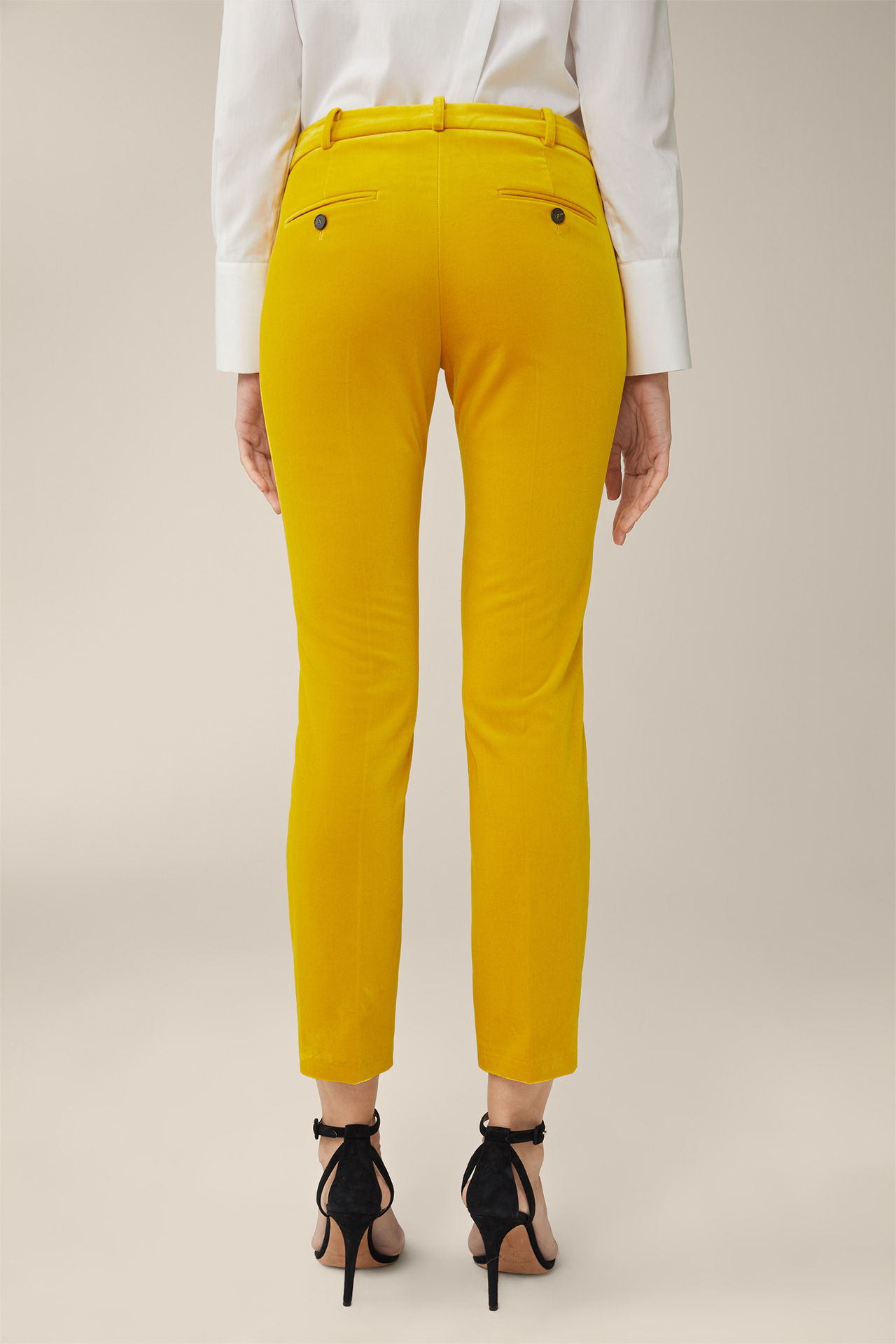 Pantalon de tailleur en velours, en jaune