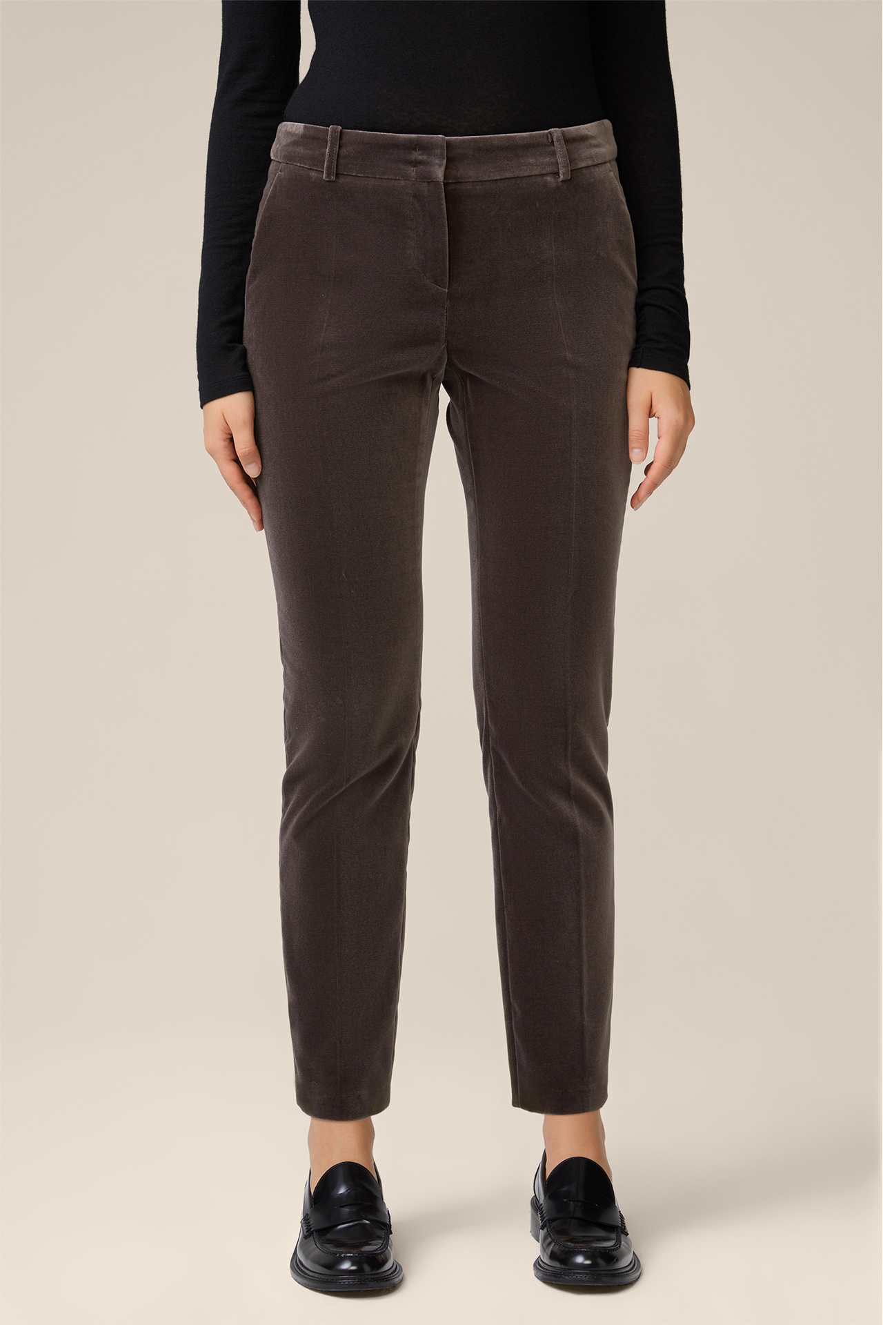 Velvet Suit Trousers in Taupe