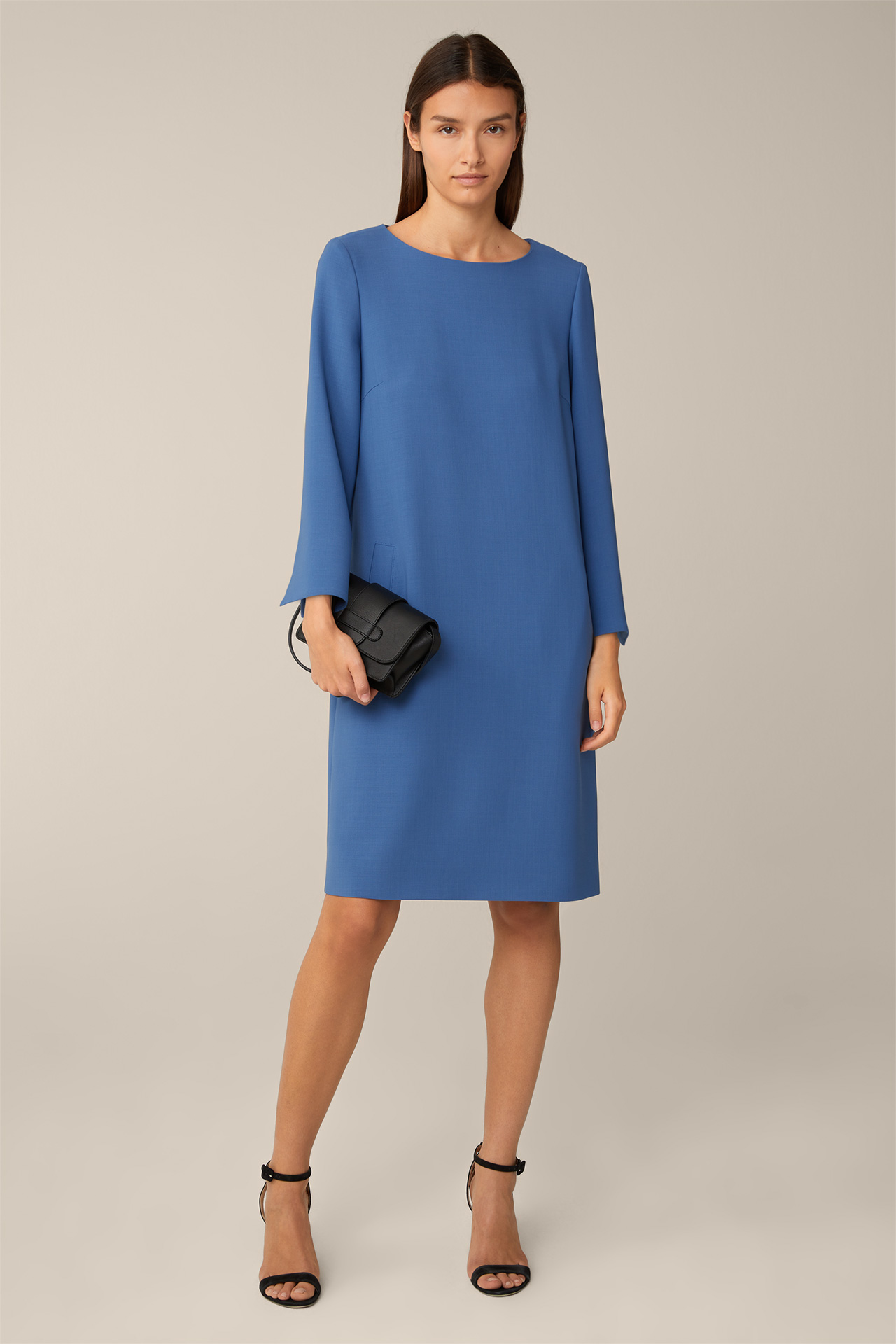 Wool Crêpe Dress in Blue