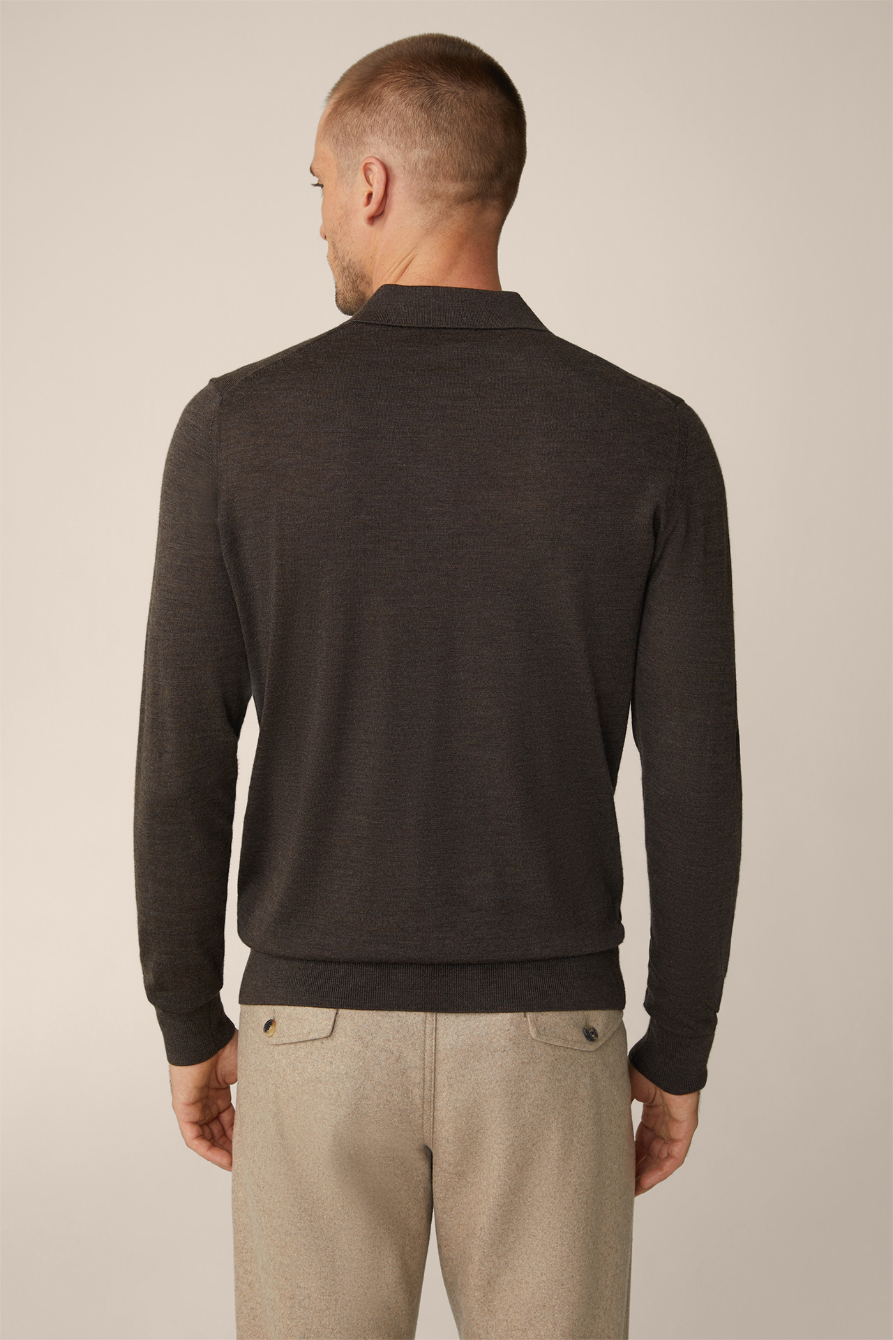 Nando Knitted Polo Shirt with Silk and Cashmere in Brown