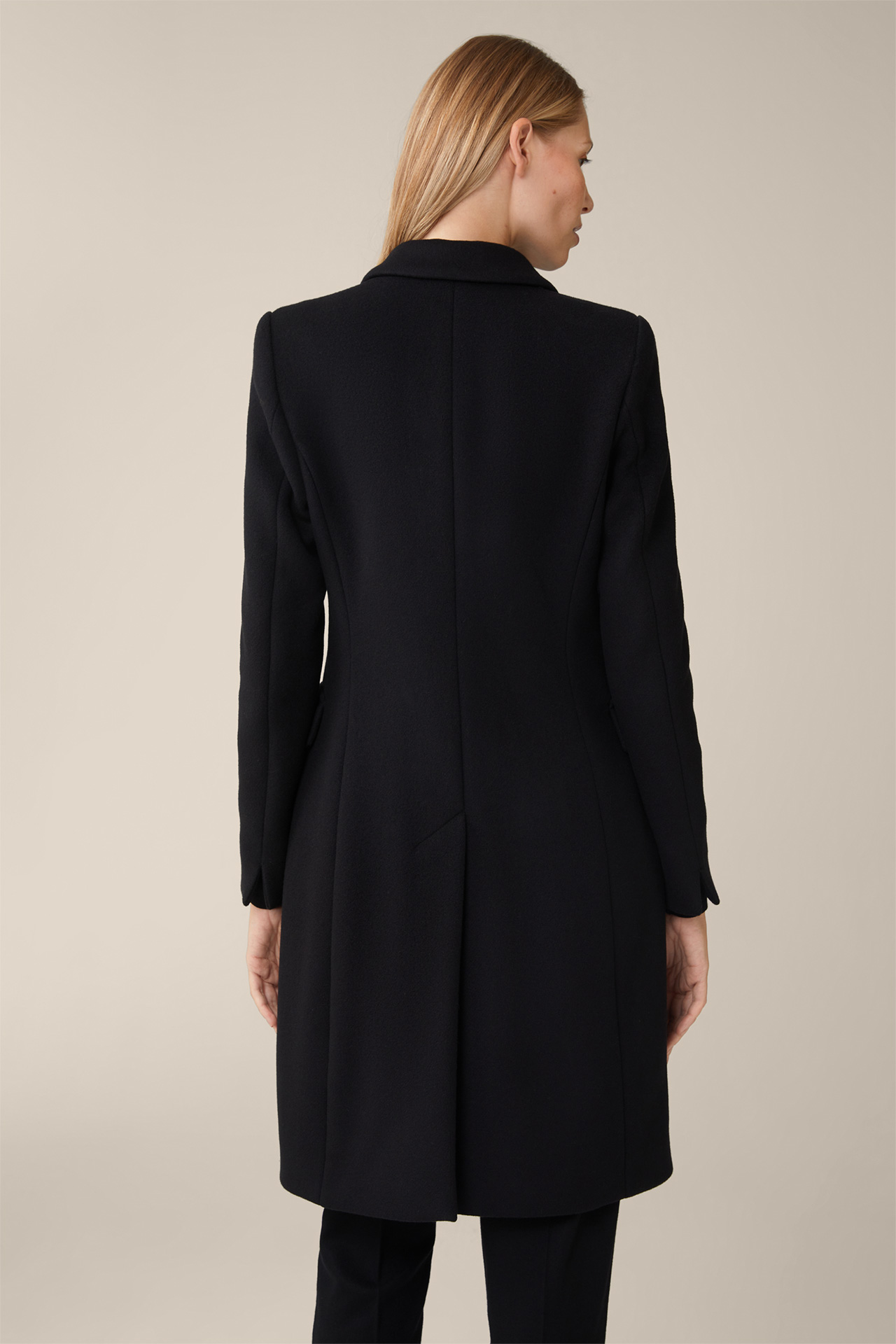 Wool Blend Blazer Coat in Black