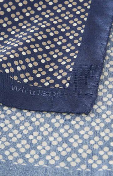 Handkerchief with Silk in Navy, Cream and Beige Patterned
