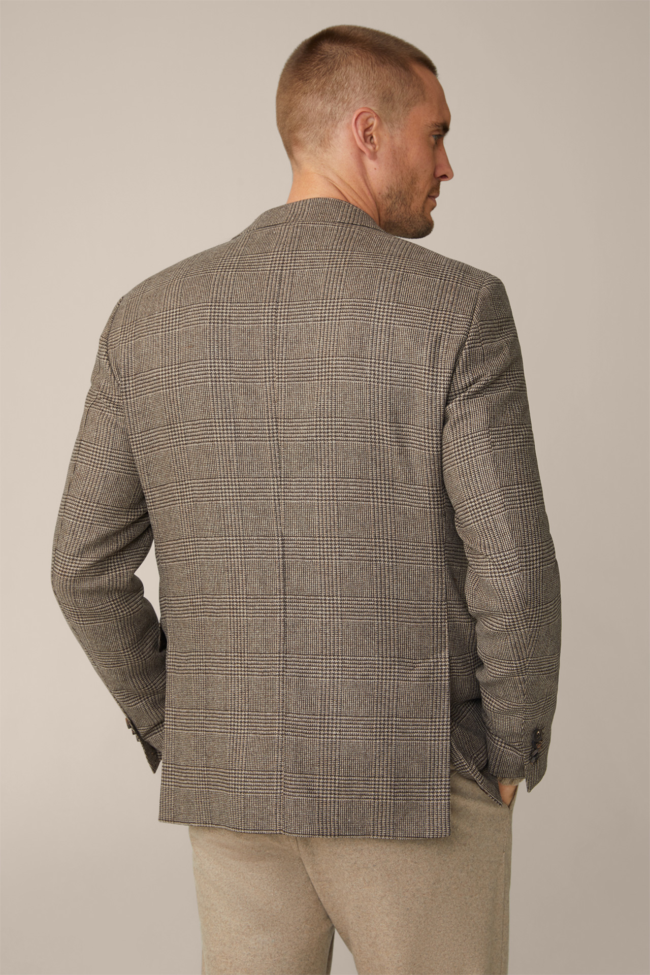 Sono Wool Blend Jacket with Cashmere in a Brown Pattern