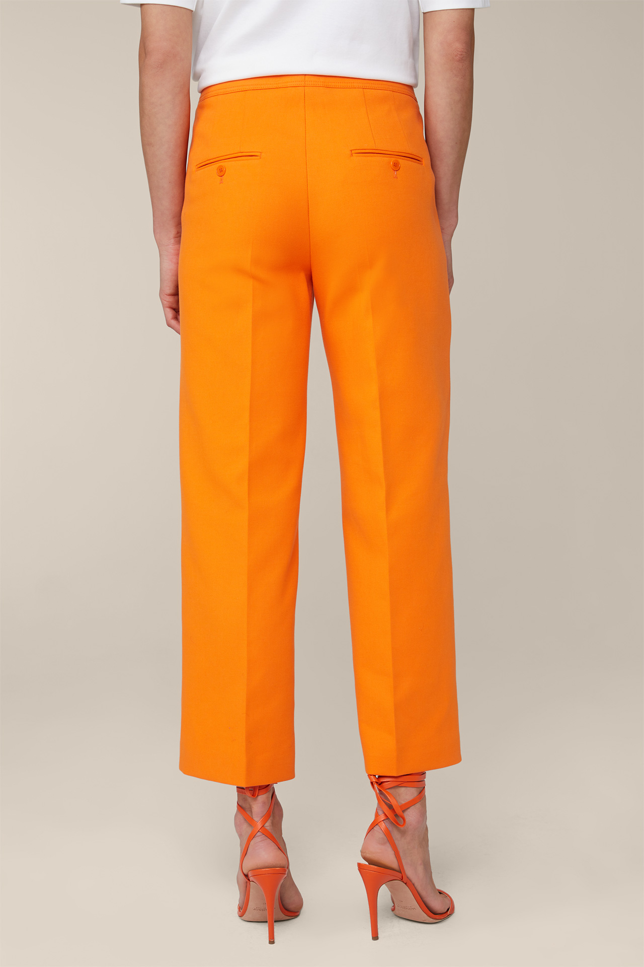 Jupe-culotte en panama de coton stretch, en orange