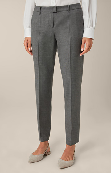 Virgin Wool Suit Trousers in Mottled Grey
