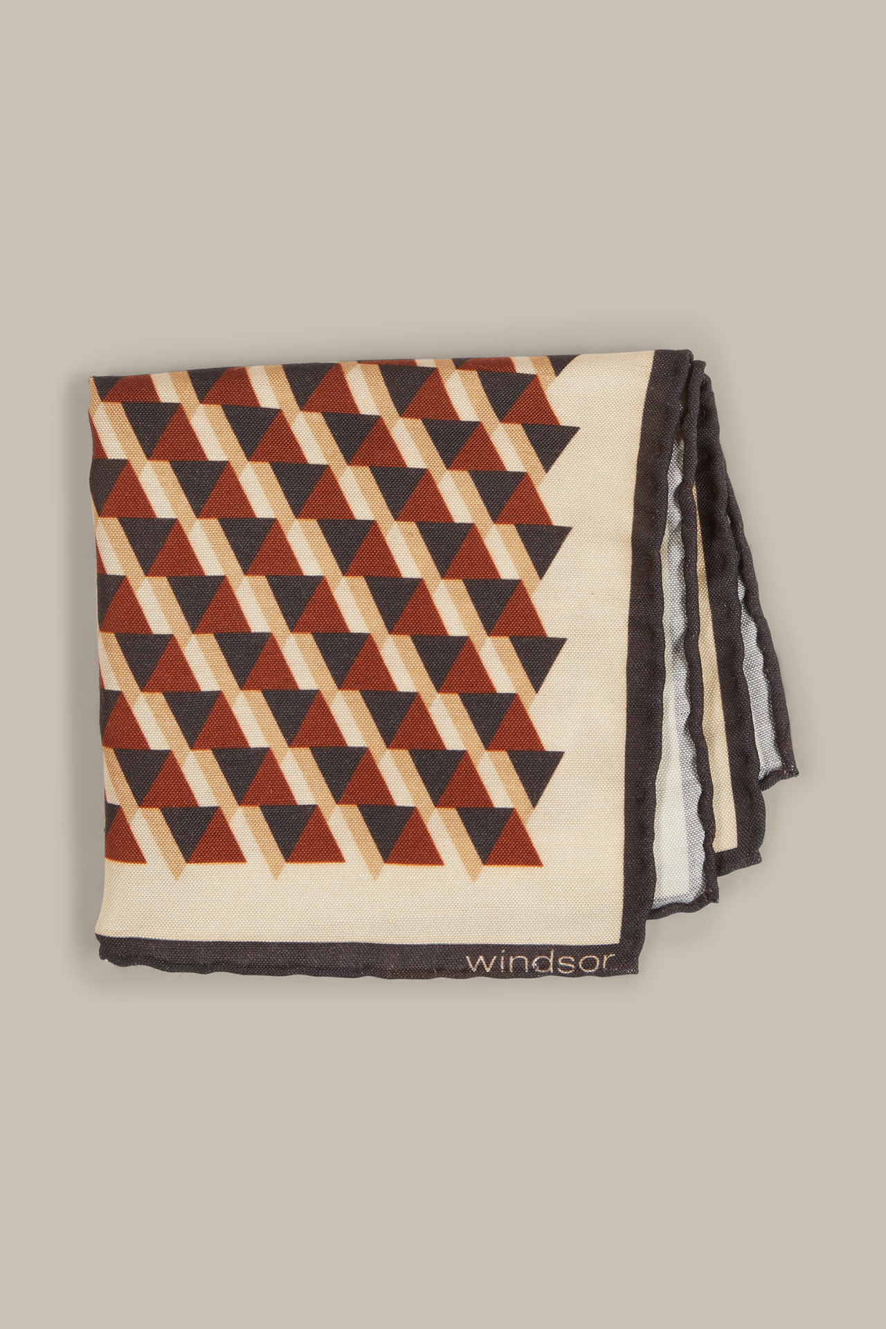 Breast Pocket Handkerchief with Silk in Brown, Beige and Camel Pattern