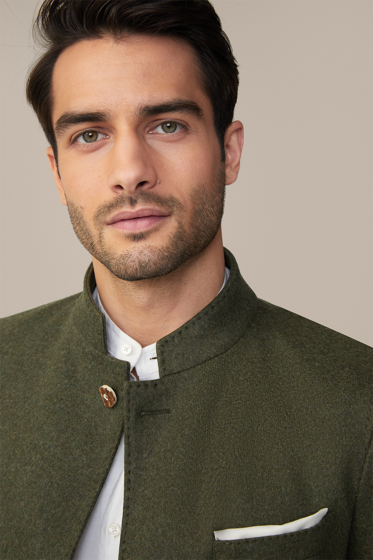 Altro Jacket with Stand-up Collar in Medium Green