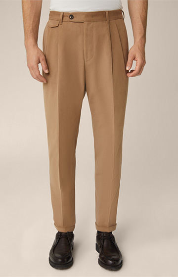 Pantalon en coton mélangé Serpo, en brun camel