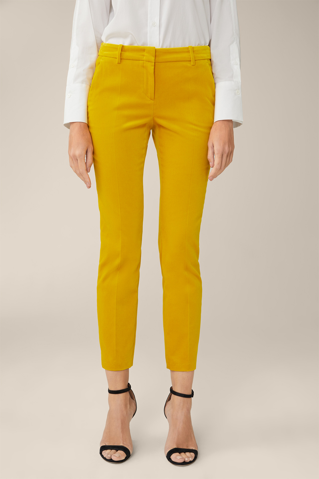 Pantalon de tailleur en velours, en jaune